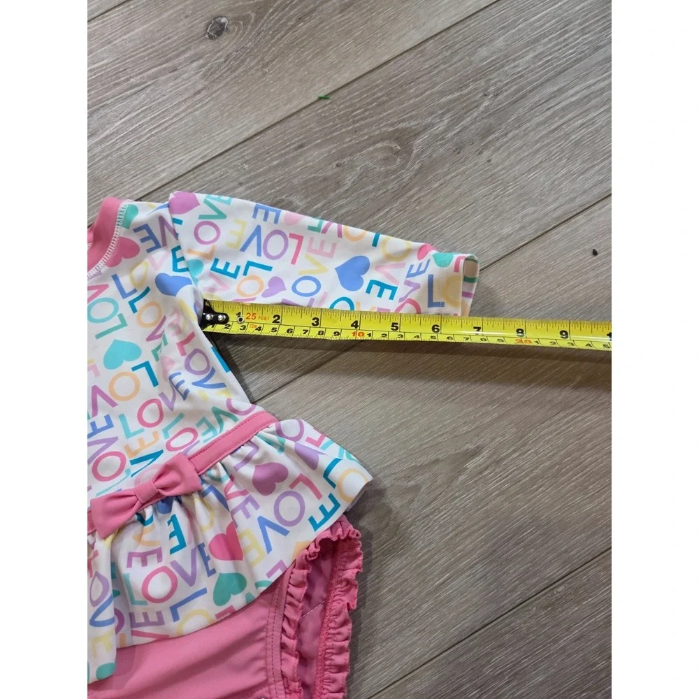 Rufflebutts Love Long Sleeve Rash Guard One Piece Swimsuit Infant Girls 6-12m